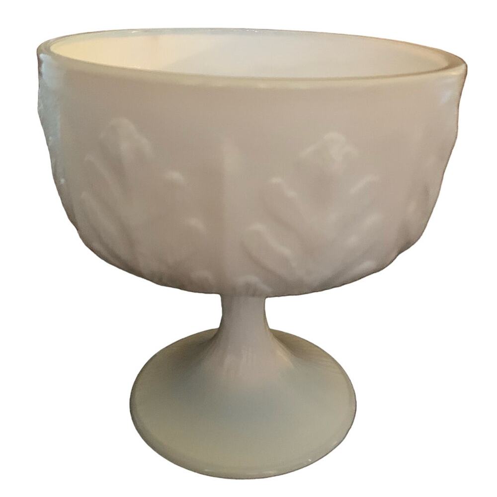 FARMHOUSE Vintage Milk Glass Pedestal Bowl